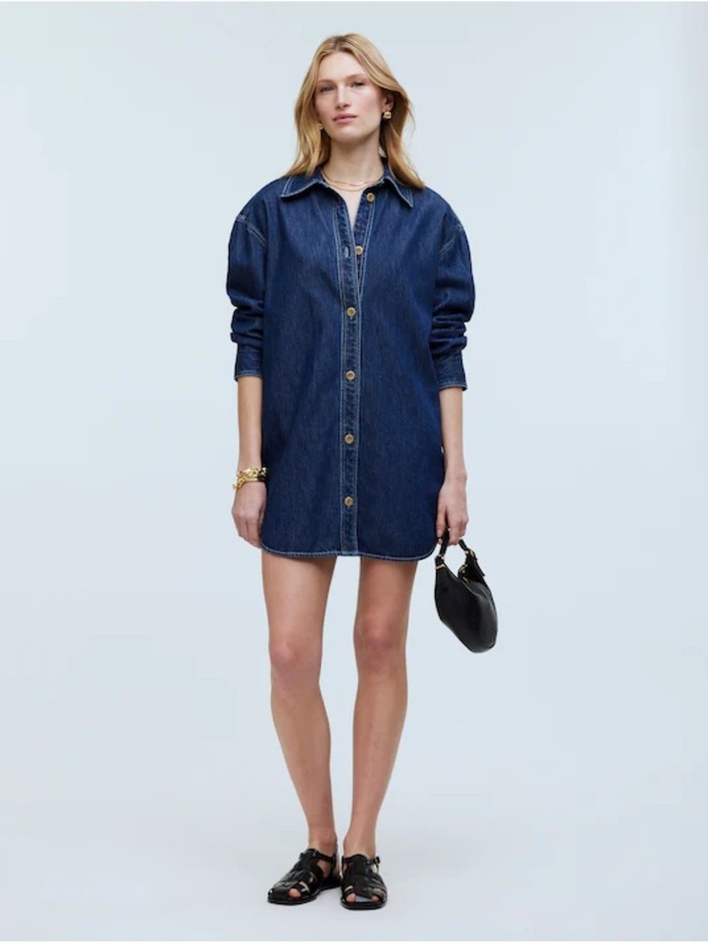 NWOT Madewell Denim Shirt Dress in Dark Indigo Size S